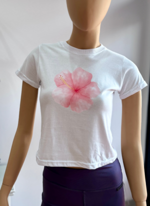 REMERA BABY TEE HIBISCO ROSA